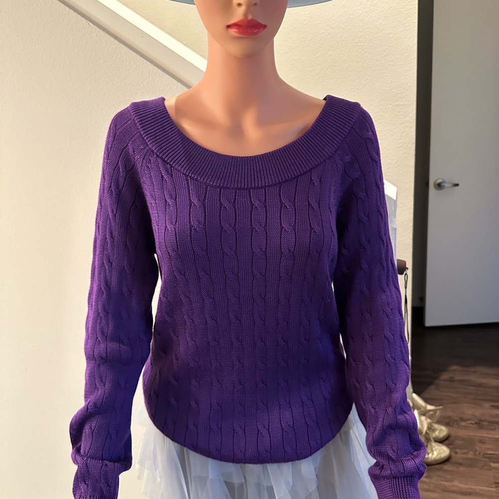 Ralph Lauren Purple Cable cotton Knit Women's Sweater